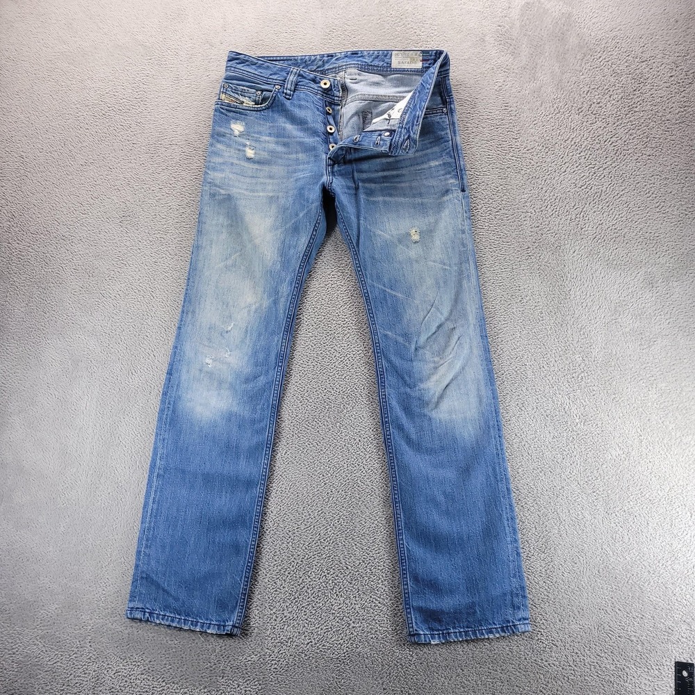Diesel Jeans Mens 28x30 Blue Safado Straight Distressed Denim Made In Italy